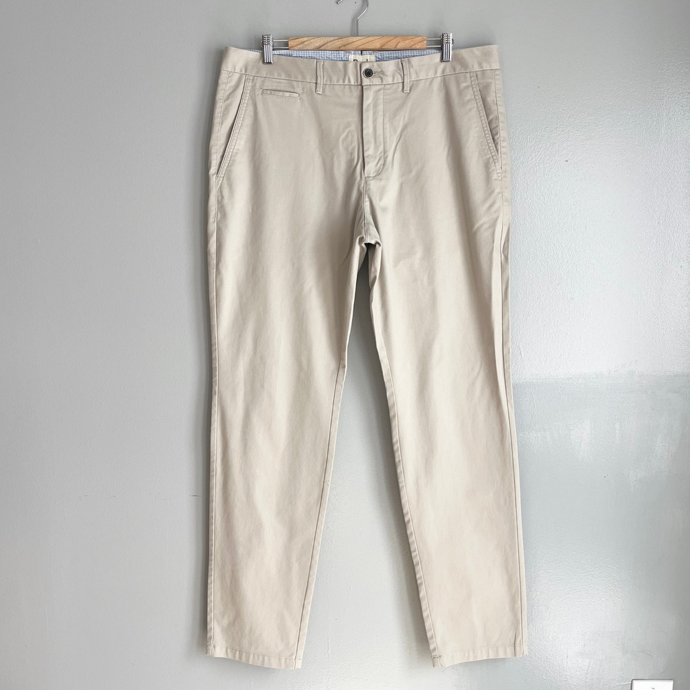 Perk Feel Good Chino Pants Mens 38x34 Khaki Beige Slim Fit Stretch Cotton Blend